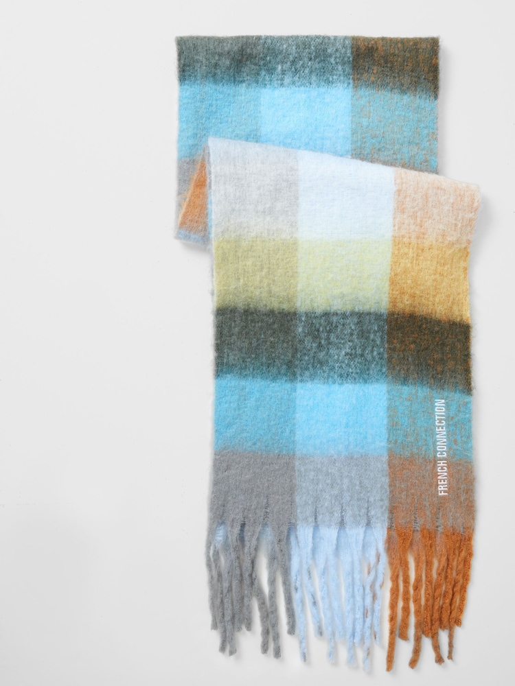 French Connection Blue Super Soft Check Scarf - Image 2 of 5