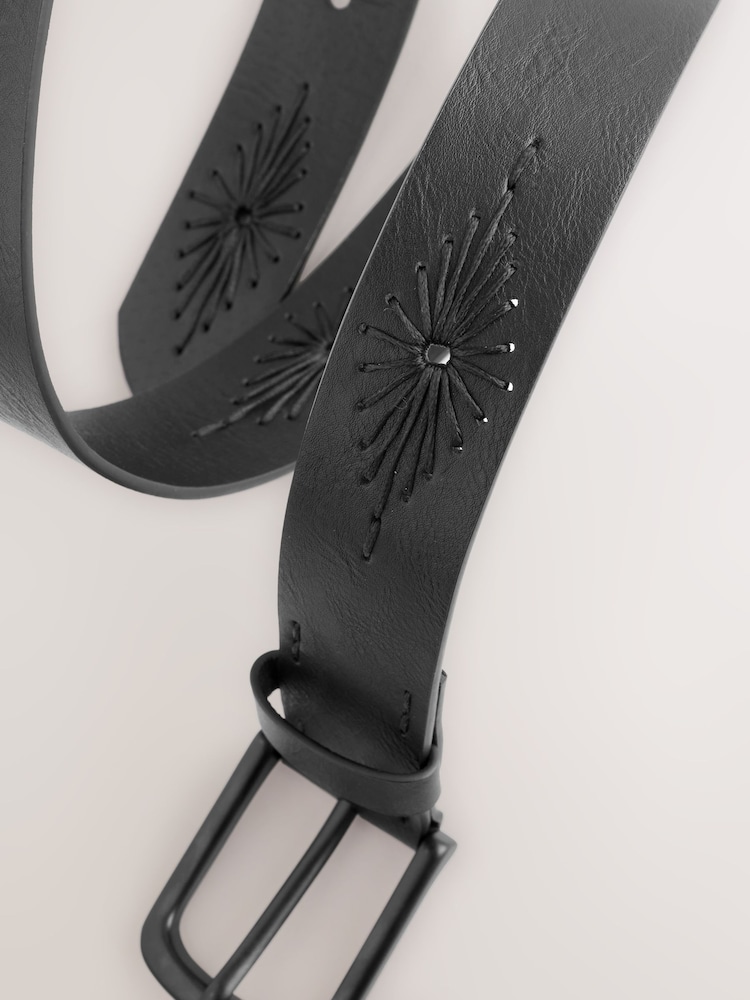Black Casual Embroidery Belt - Image 3 of 3 Black Casual Embroidery Belt - Image 3 of 3