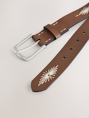Tan Brown Casual Embroidery Belt - Image 3 of 3