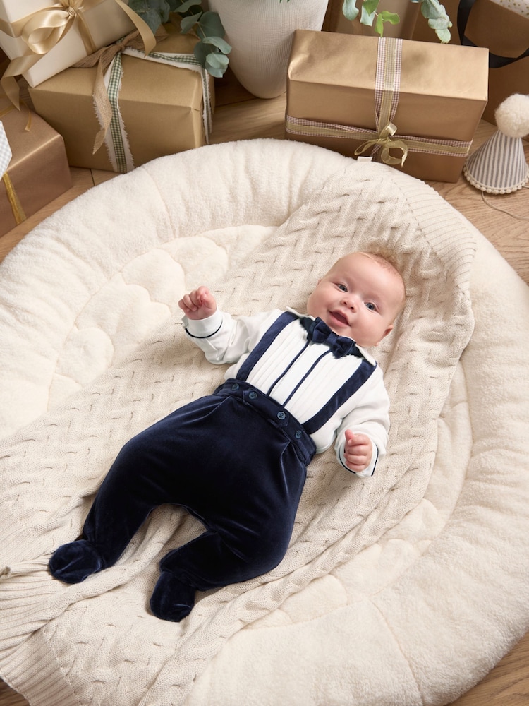 Mamas & Papas Blue Mock Tuxedo 2 Piece Set - Image 1 of 6