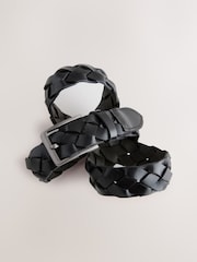 Black Casual Woven Leather Belt - Image 2 of 3
