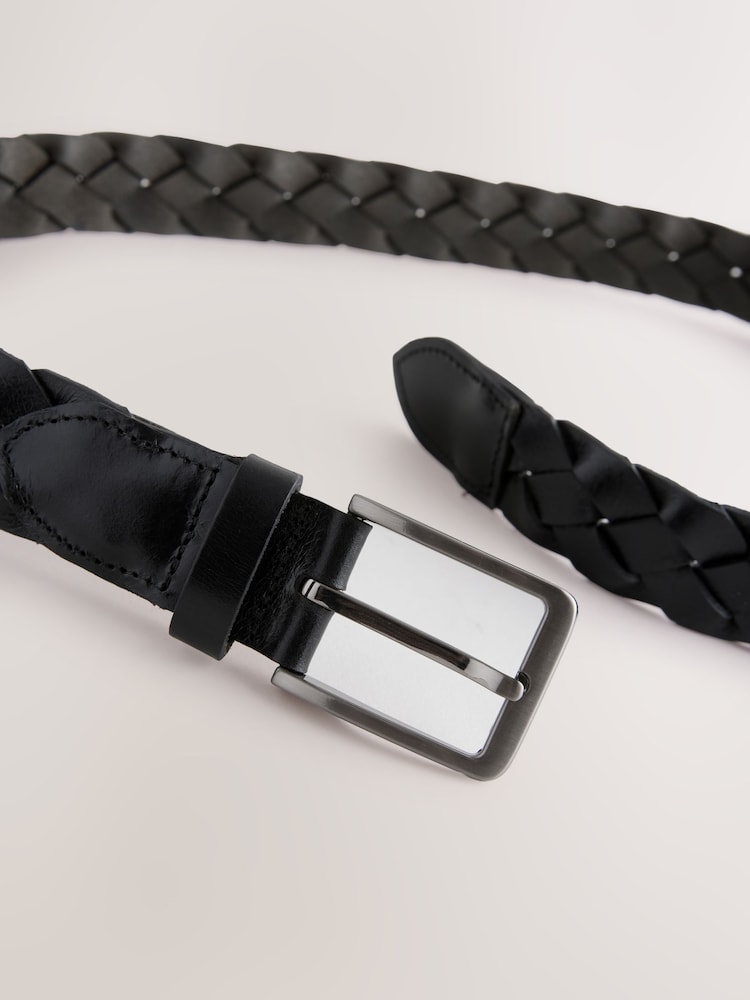Black Casual Woven Leather Belt - Image 3 of 3