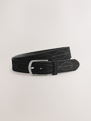 Black Casual Stitch Detail Belt - Image 1 of 3