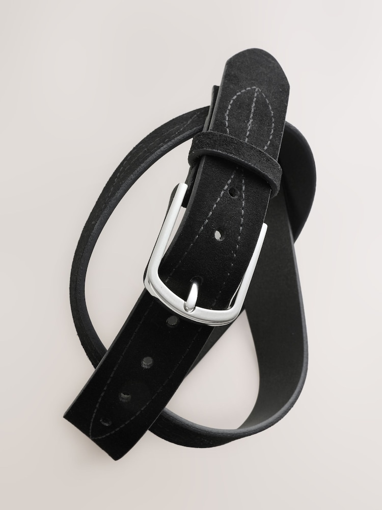 Black Casual Stitch Detail Belt - Image 2 of 3