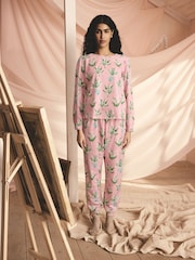 Cath Kidston Pink Lily of the Valley 100% Cotton Twosie Pyjamas - Image 1 of 8