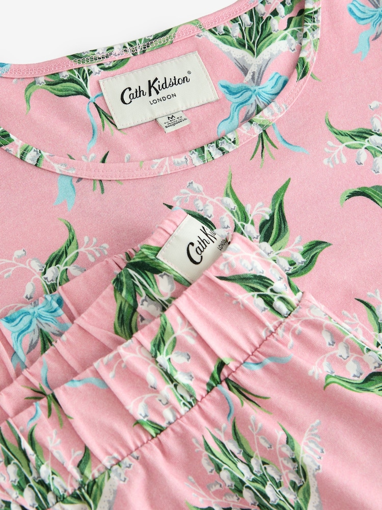 Cath Kidston Pink Lily of the Valley 100% Cotton Twosie Pyjamas - Image 7 of 8