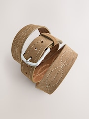 Tan Brown Casual Stitch Detail Belt - Image 2 of 3