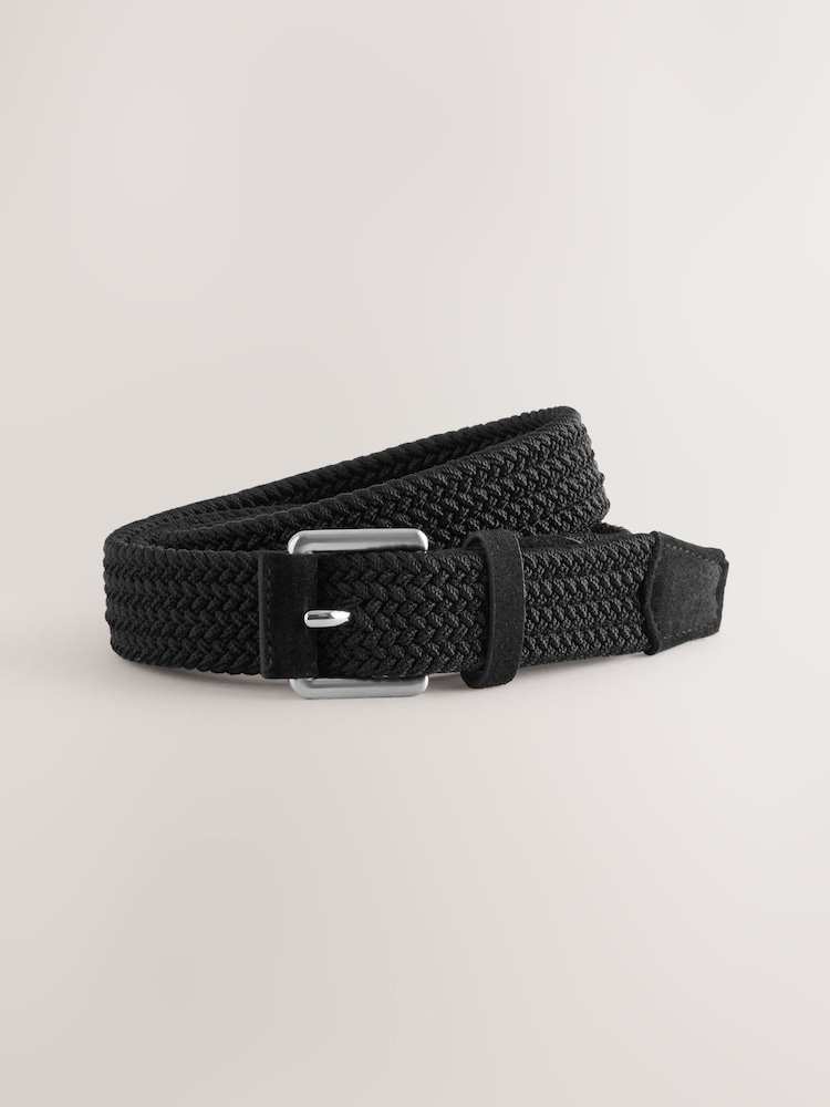 Black Casual Woven Elastic Belt - Image 2 of 4 Black Casual Woven Elastic Belt - Image 2 of 4