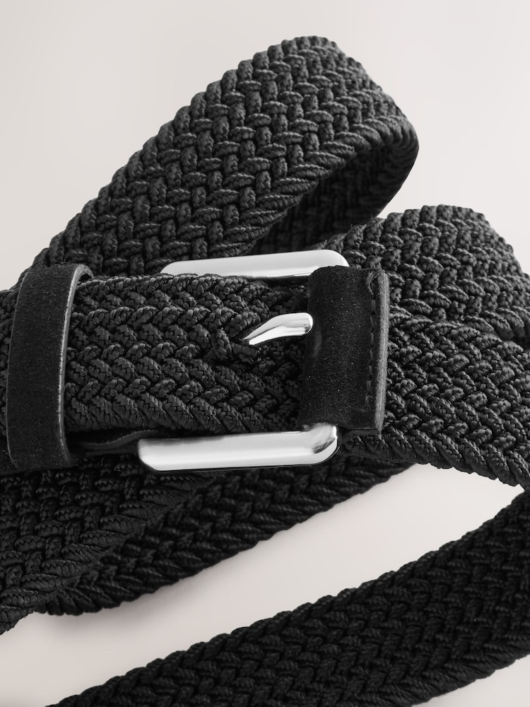 Black Casual Woven Elastic Belt - Image 4 of 4 Black Casual Woven Elastic Belt - Image 4 of 4