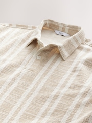 Бежево-коричневый - Vertical Stripe Textured Polo Shirt - Image 7 of 7