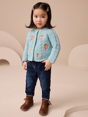 Blue Floral Print Embellished Cardigan (3mths-7yrs) - Image 2 of 7