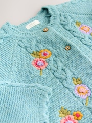 Blue Floral Print Embellished Cardigan (3mths-7yrs) - Image 6 of 7
