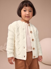Ecru Chunky Knit Bobble Cardigan (3mths-10yrs) - Image 1 of 1