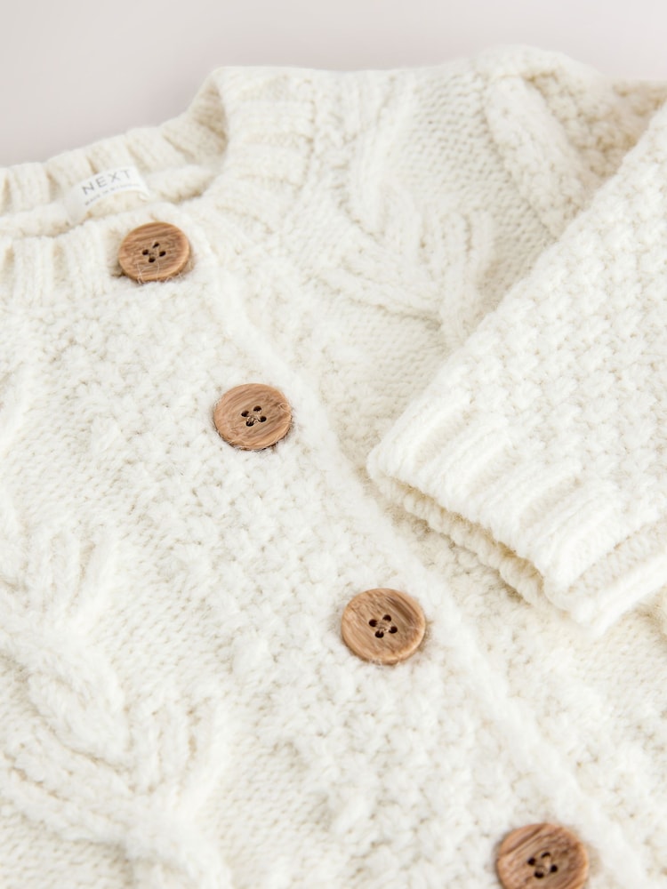 Ecru Chunky Knit Bobble Cardigan (3mths-10yrs) - Image 8 of 8 Ecru Chunky Knit Bobble Cardigan (3mths-10yrs) - Image 8 of 8