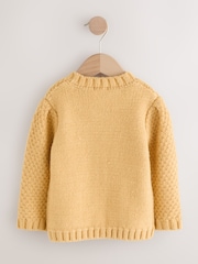 Ochre Yellow Chunky Knit Bobble Cardigan (3mths-10yrs) - Image 5 of 7