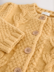 Ochre Yellow Chunky Knit Bobble Cardigan (3mths-10yrs) - Image 6 of 7