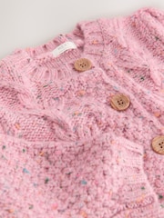 Pink Chunky Knit Bobble Cardigan (3mths-10yrs) - Image 4 of 4