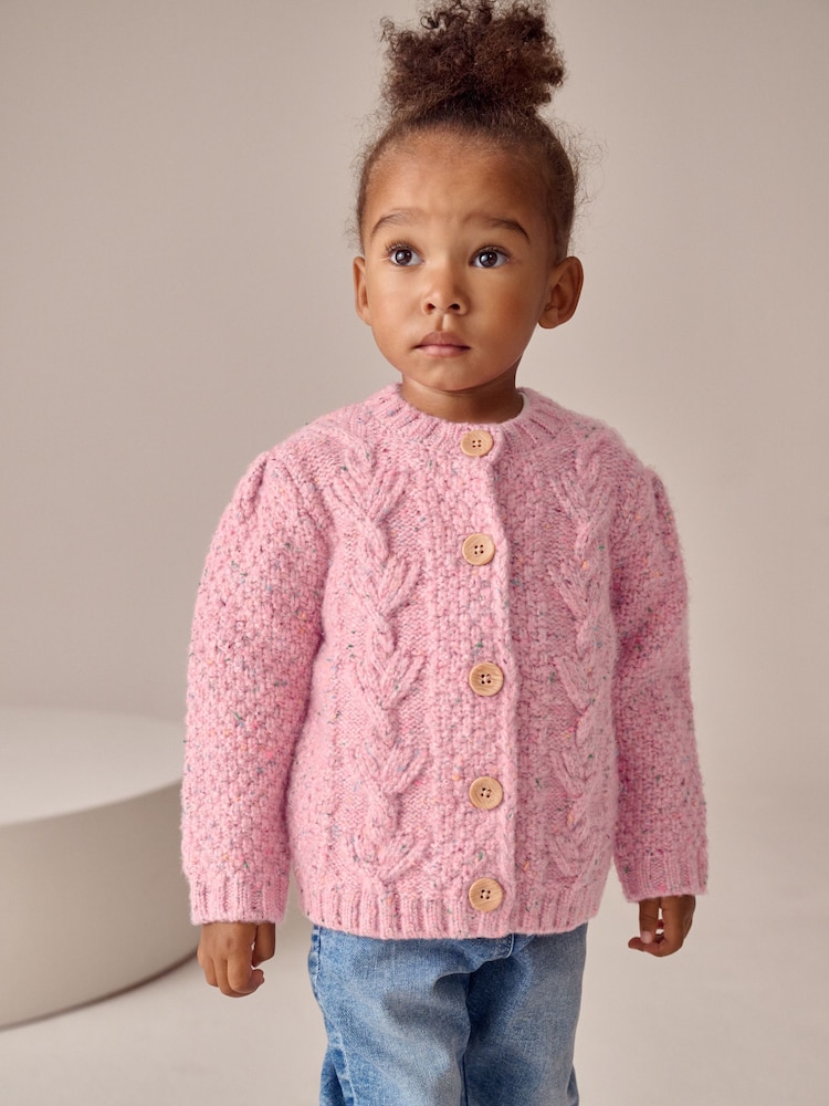 Chunky Knit Pale Pink Cardigan Uk Buy Pink Chunky Knit Bobble