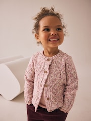 Pink Cable Knitted Cardigan (3mths-10yrs) - Image 1 of 8