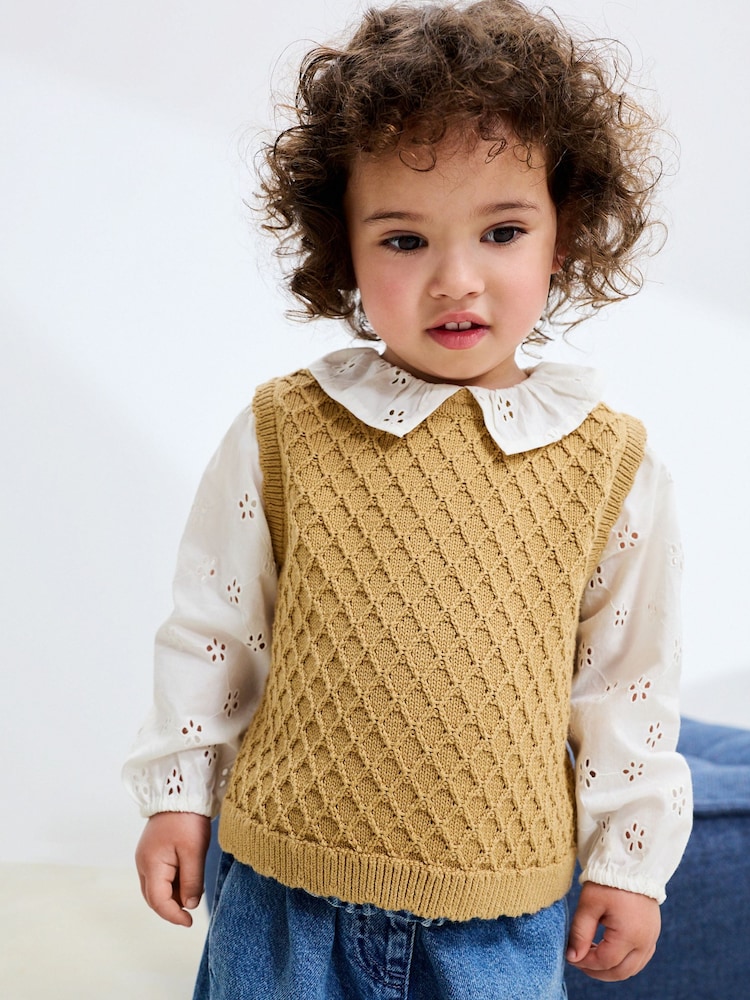 Ecru Mock Layer Knit Jumper (3mths-7yrs) - Image 1 of 9