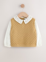 Ecru Mock Layer Knit Jumper (3mths-7yrs) - Image 5 of 9