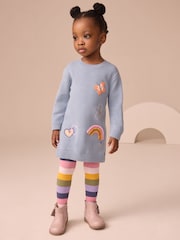 Blue Embroidered Jumper Dress and Tights Set (3mths-7yrs) - Image 1 of 3