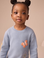Blue Embroidered Jumper Dress and Tights Set (3mths-7yrs) - Image 2 of 3