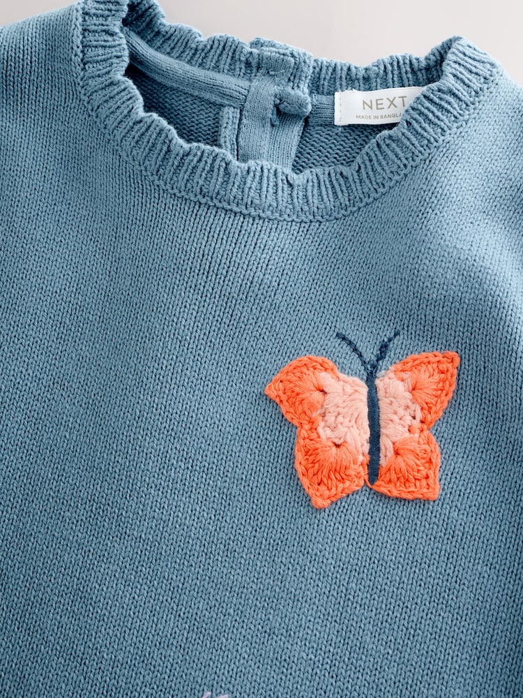 Buy Blue Embroidered Jumper Dress and Tights Set (3mths-7yrs) from Next USA