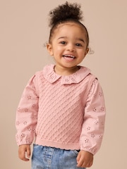 Pink Mock Layer Knit Jumper (3mths-7yrs) - Image 1 of 8