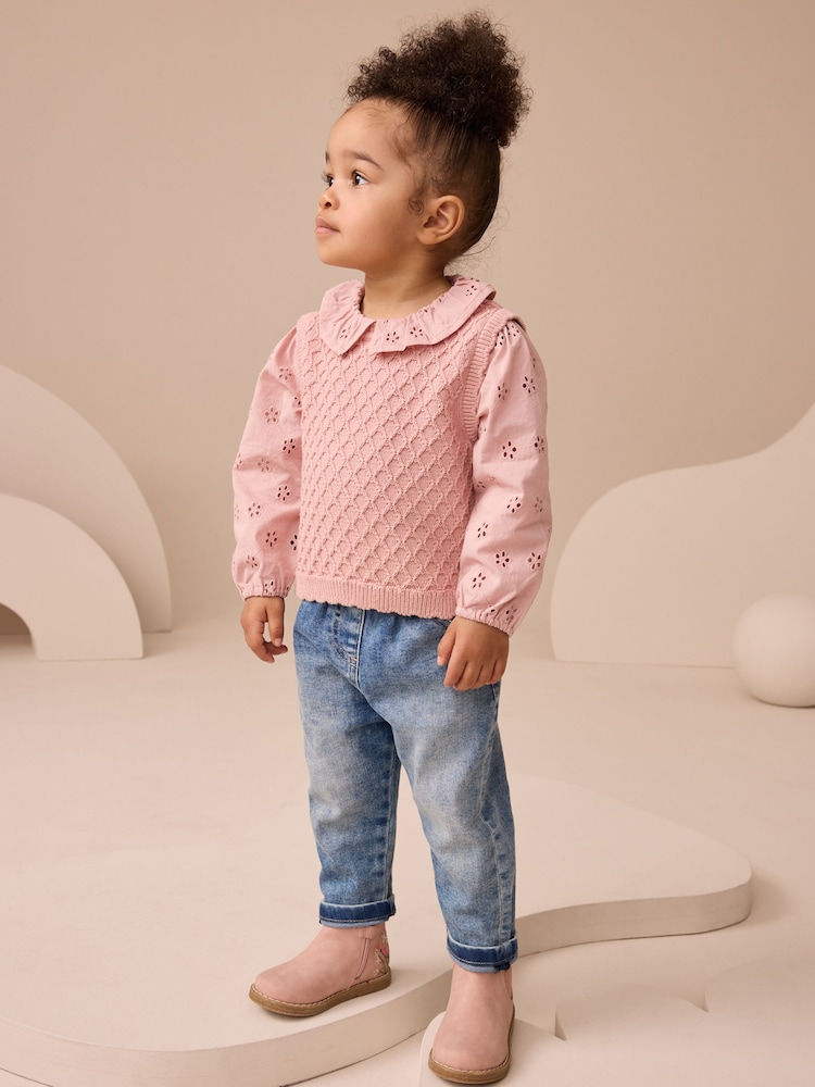 Pink Mock Layer Knit Jumper (3mths-7yrs) - Image 2 of 8