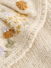 Ecru Floral Print Embellished Collar Cardigan (3mths-7yrs) - Image 3 of 4