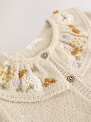 Ecru Floral Print Embellished Collar Cardigan (3mths-7yrs) - Image 4 of 4