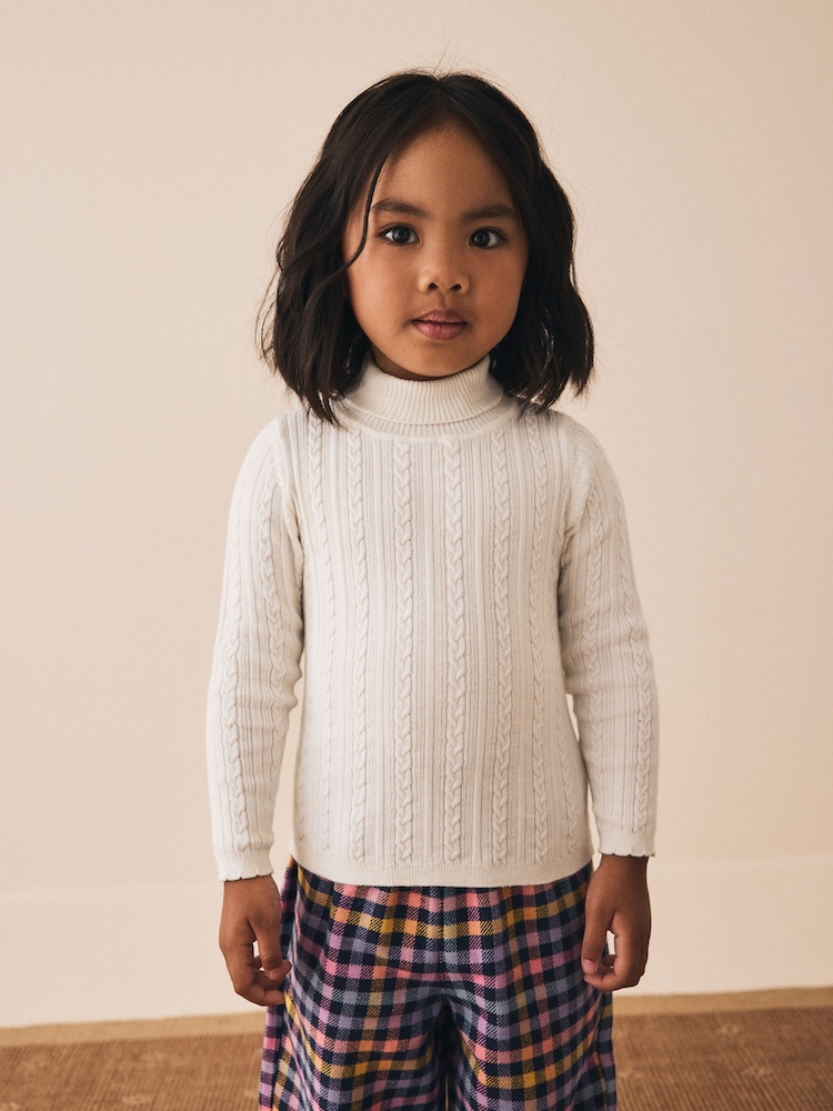 Ecru White Roll Neck Jumper (3mths-10yrs) - Image 1 of 7 Ecru White Roll Neck Jumper (3mths-10yrs) - Image 1 of 7