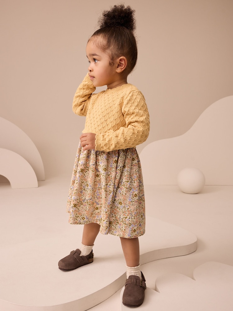 Ockergelb - Floral Print Knit Dress (3mths-7yrs) - Bild 2 von 8