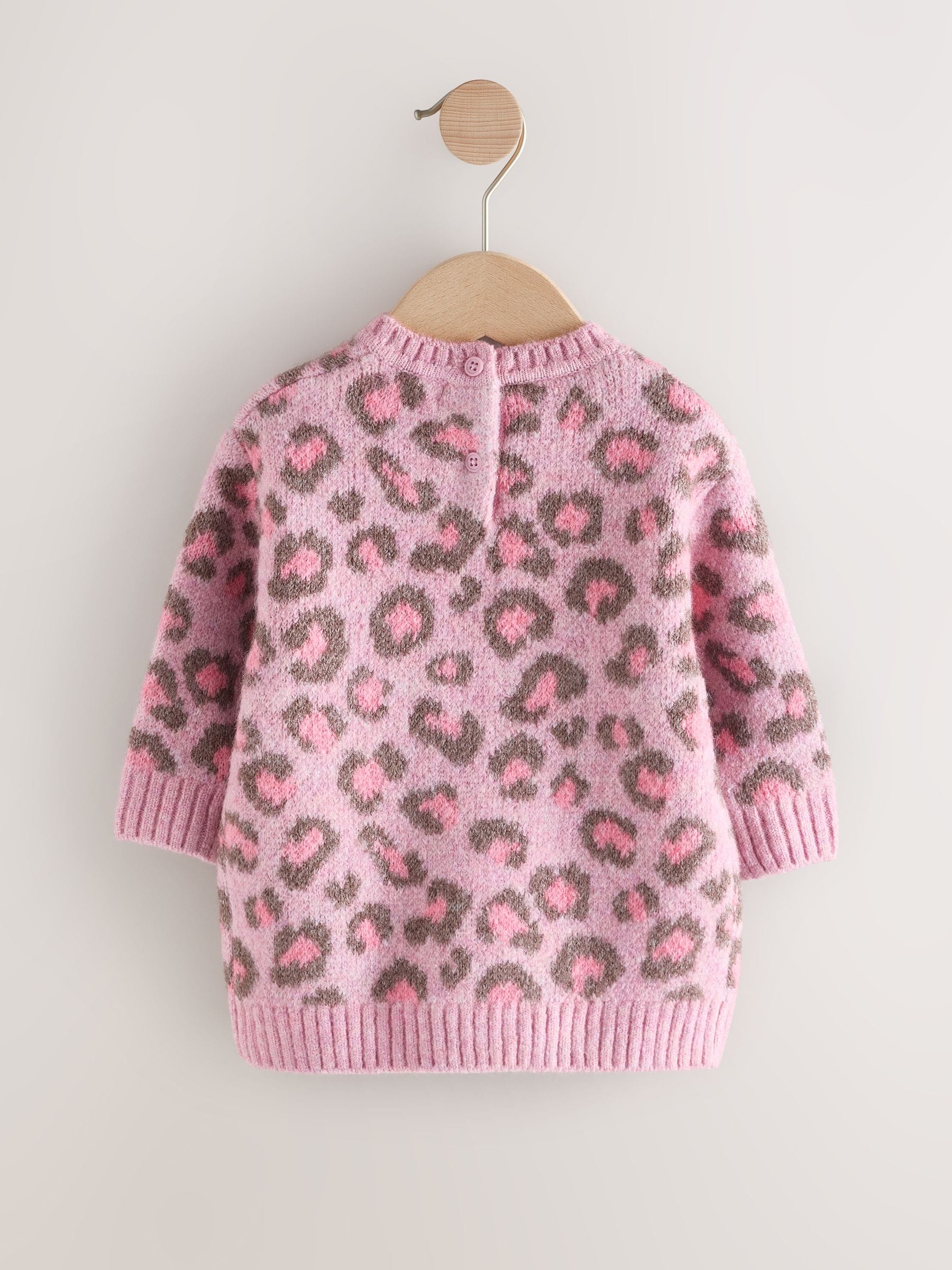 Buy Pink Leopard Print Jumper Dress (3mths-7yrs) from Next USA