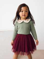 Green/Red Embellished Collar Jumper and Skirt Set (3mths-7yrs) - Image 1 of 11