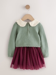 Green/Red Embellished Collar Jumper and Skirt Set (3mths-7yrs) - Image 8 of 11