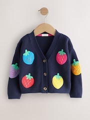 Navy Strawberry V-Neck Cardigan (3mths-7yrs) - Image 1 of 5