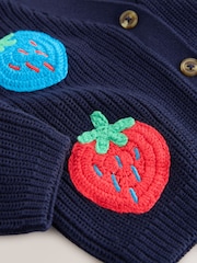 Navy Strawberry V-Neck Cardigan (3mths-7yrs) - Image 4 of 5