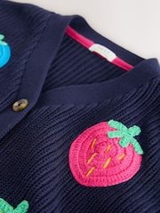 Navy Strawberry V-Neck Cardigan (3mths-7yrs) - Image 5 of 5