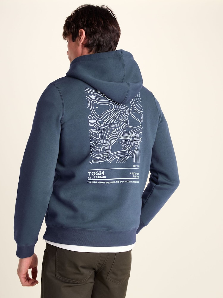 Tog 24 Blue Terrain Supersoft Heavyweight Graphic Print Hoodie - Image 2 of 7
