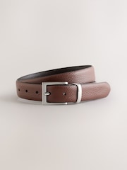 Tan Brown Casual Grainy Leather Belt - Image 1 of 4