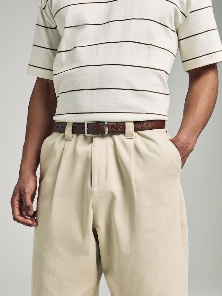 Tan Brown Casual Grainy Leather Belt - Image 4 of 4