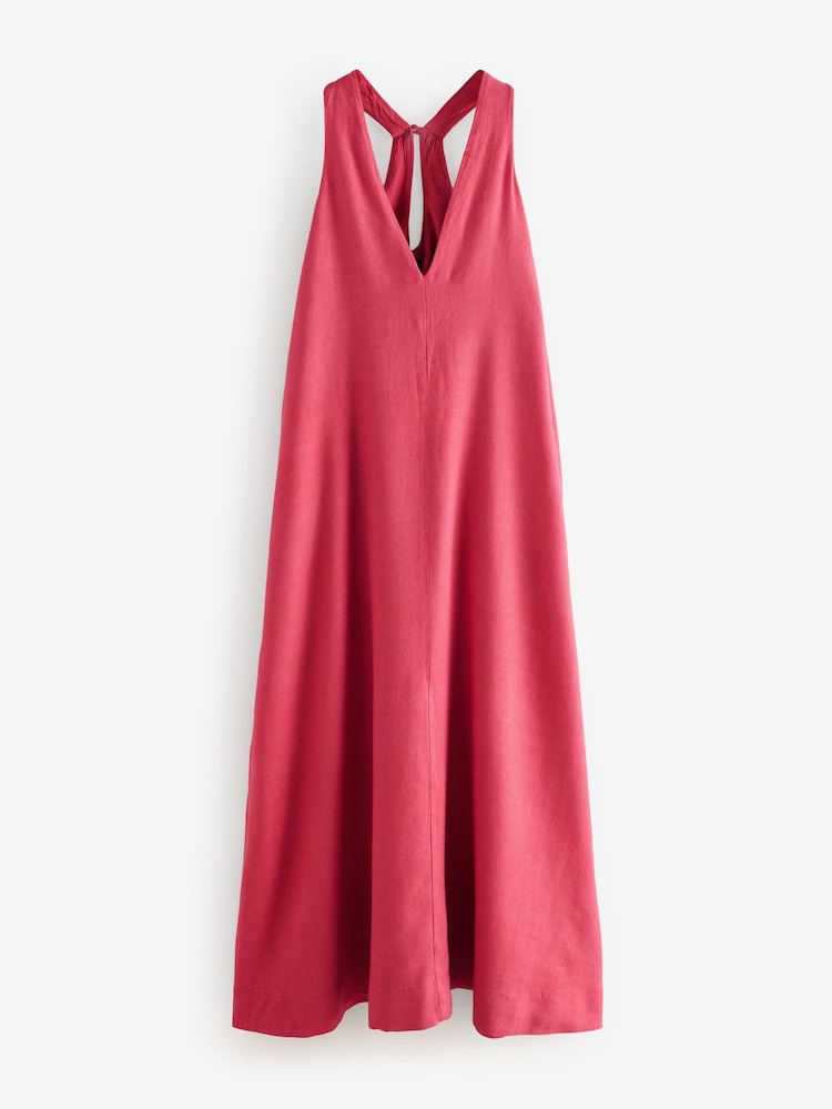 Rouge - Robe longue dos nu avec Lin - Image 6 of 8