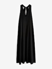 Black Halterneck Maxi Dress With Linen - Image 6 of 9