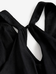 Black Halterneck Maxi Dress With Linen - Image 7 of 9