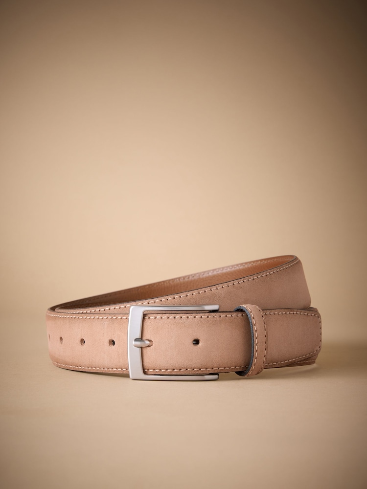 Neutral Signature Nubuck Leather Belt - Image 1 of 3 Neutral Signature Nubuck Leather Belt - Image 1 of 3