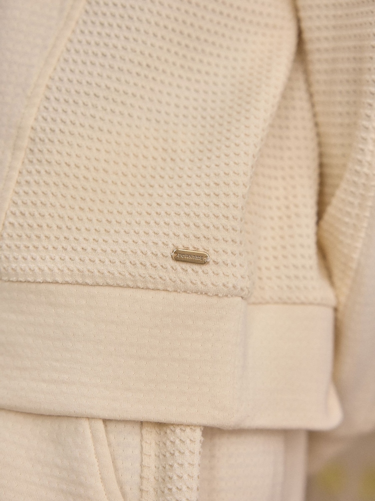 Cream Slogan 100% Cotton Textured Waffle Sweatshirt - Image 6 of 6