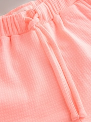 Fluro Pink 100% Cotton Textured Waffle Shorts - Image 2 of 4