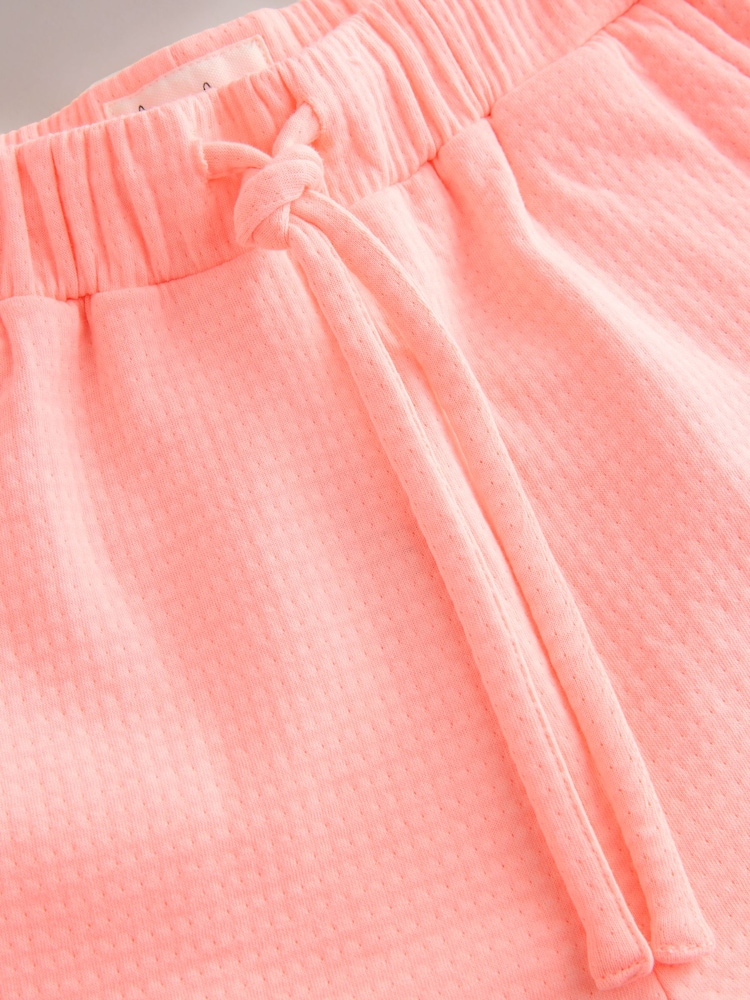 Fluro Pink 100% Cotton Textured Waffle Shorts - Image 2 of 4